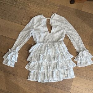 C/MEO Collective White Mini Dress with Black Dots